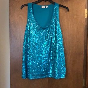 Blue sparkly tank top